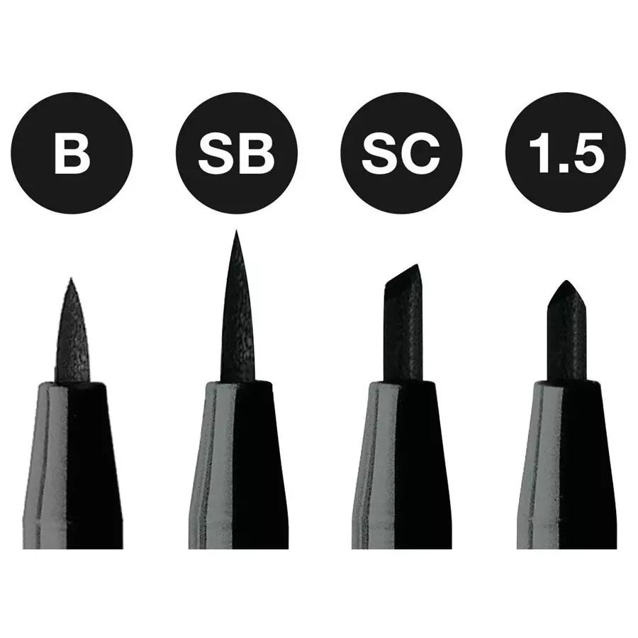 CANETA FABER CASTELL PITT 04 ARTIST PENS BLACK (B,SB,SC,1,5)