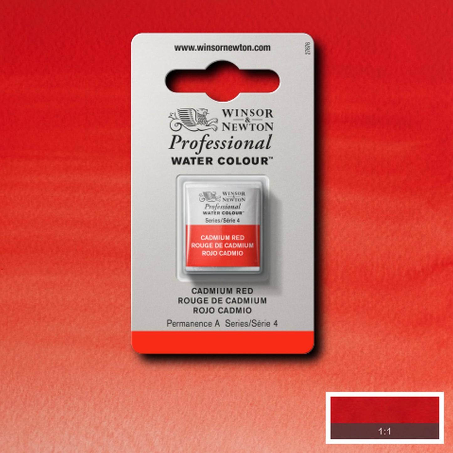 AQUARELA WINSOR NEWTON ARTISTS H PAN 094 CADMIUM RED S4