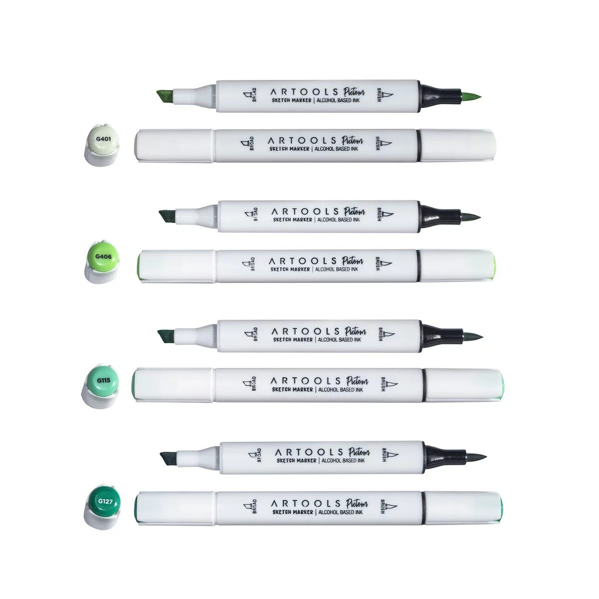 ESTOJO MARCADOR ARTOOLS PICTOM DUPLO C/ 04 VERDES