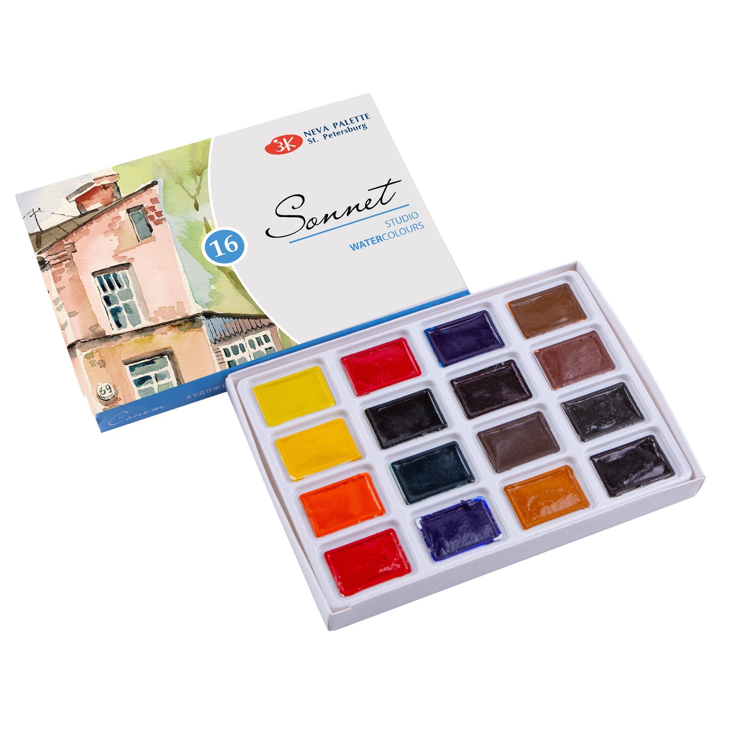 ESTOJO AQUARELA WHITE NIGHTS SONNET 16 FULL PANS