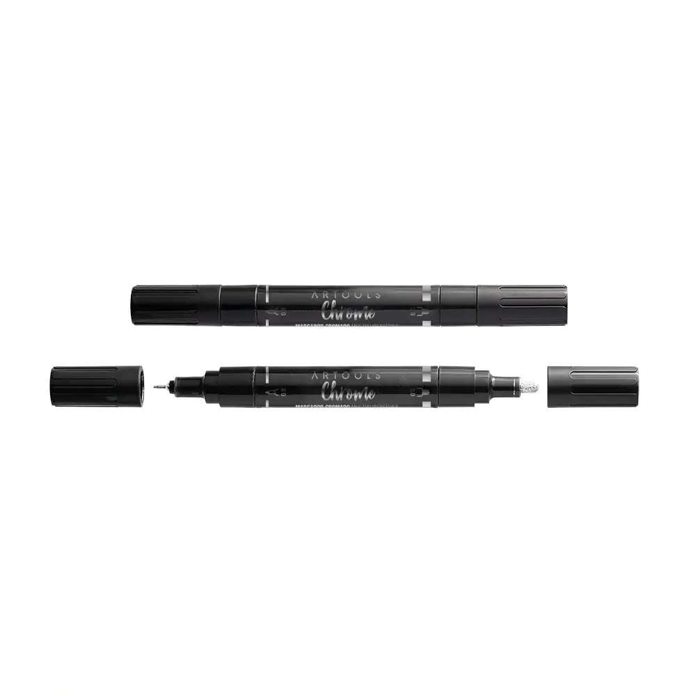 MARCADOR CROMADO PRATA ARTOOLS PONTA DUPLA
