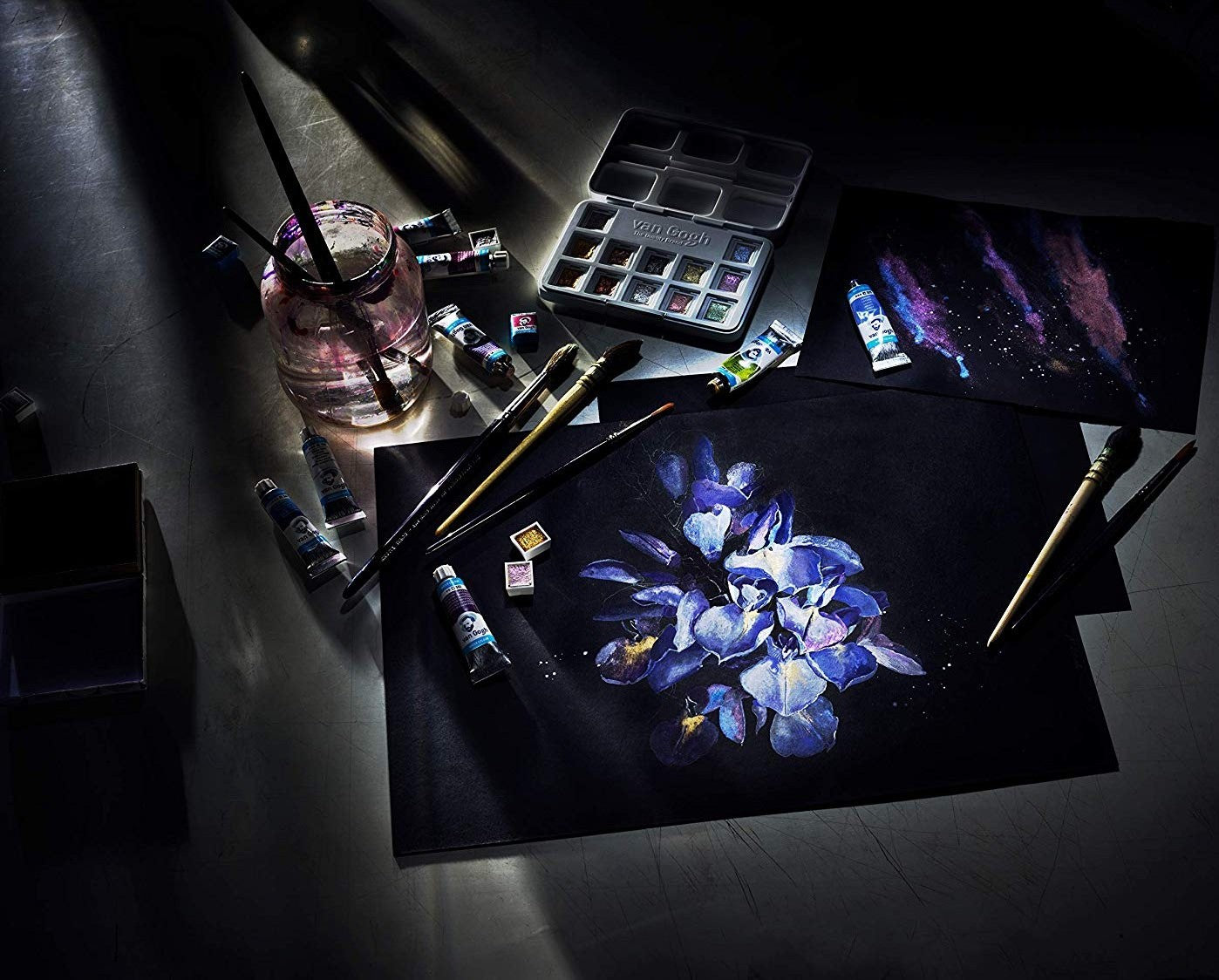 ESTOJO AQUARELA TALENS VAN GOGH 12 HALF PAN METAL & INTERFER