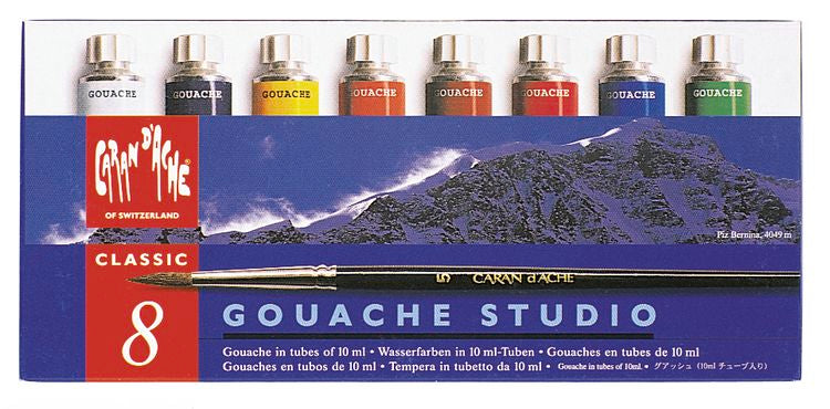 ESTOJO GOUACHE CARAN D´ACHE 08 TUBOS 10ml + PINCEL