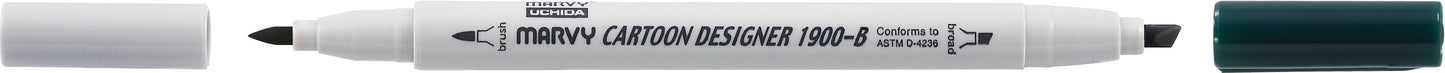 MARCADOR MARVY CARTOON DESIGNER PONTA DUPLA VERDE GARRAFA 25