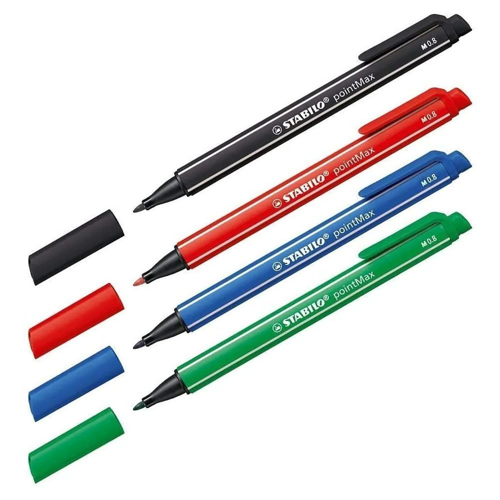 CANETA STABILO POINT MAX 0,8mm C/ 04 BASICAS 488/4