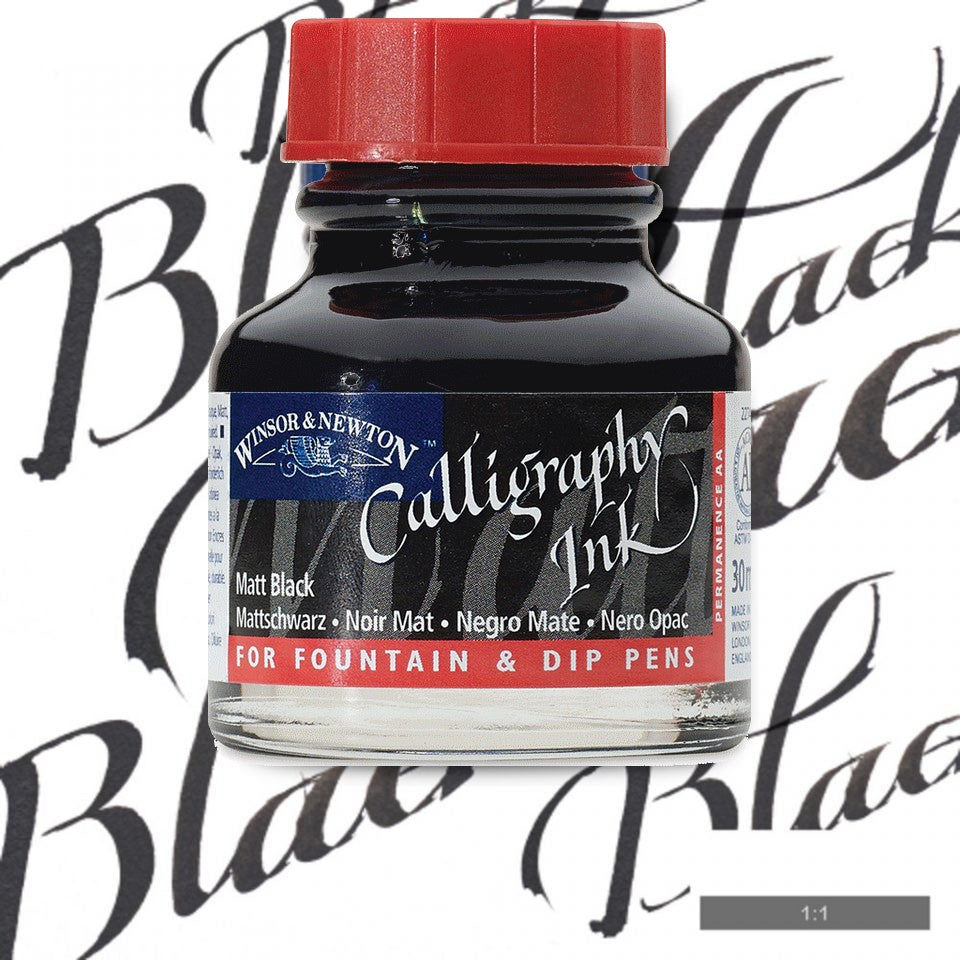 TINTA CALIGRAFIA WINSOR NEWTON 30ML MATT BLACK 1110030