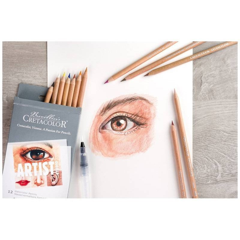 ESTOJO LAPIS AQUARELAVEL CRETACOLOR ARTIST STUDIO FACES 12 CORES