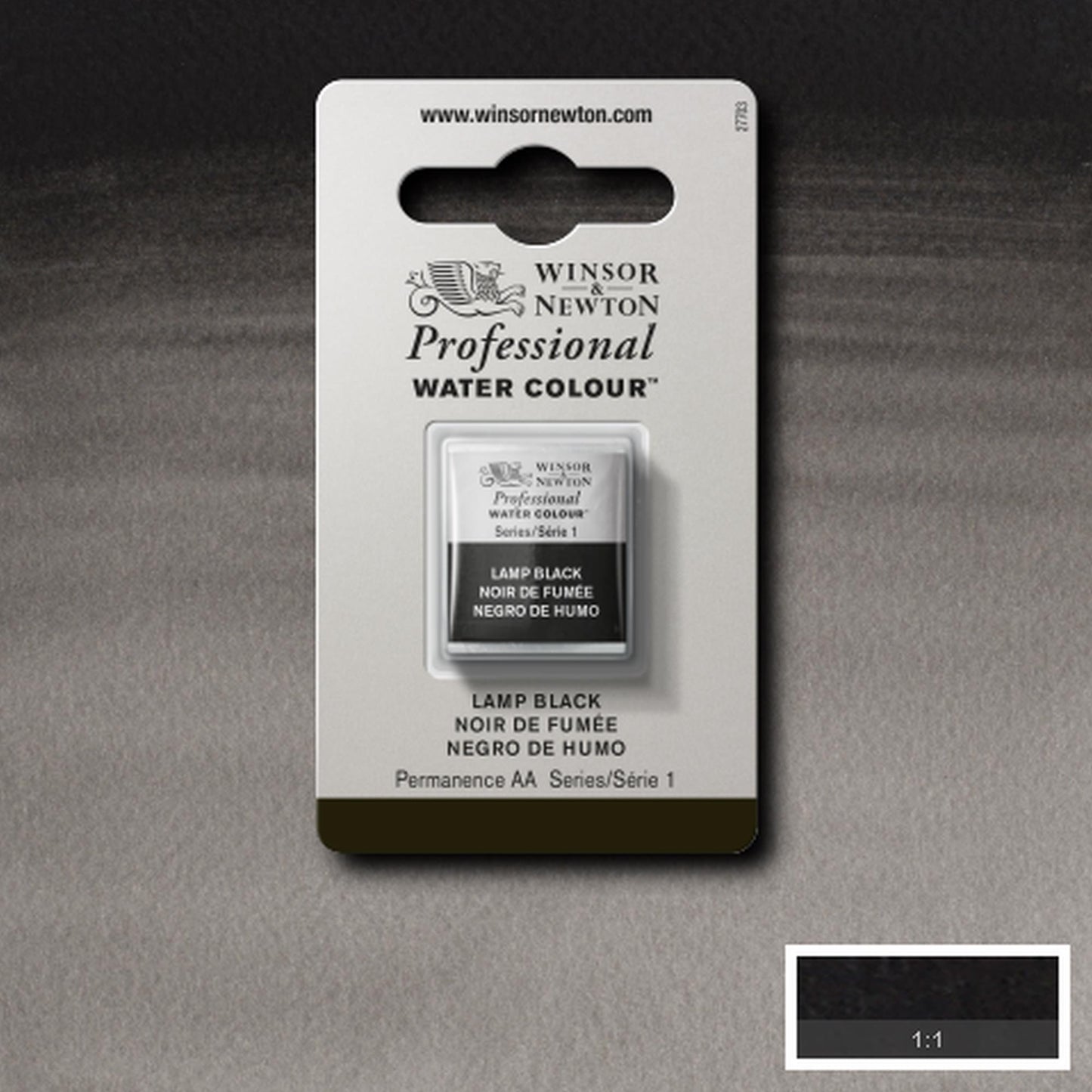 AQUARELA WINSOR NEWTON ARTISTS H PAN 337 LAMP BLACK S1
