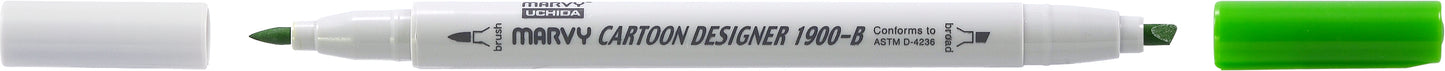 MARCADOR MARVY CARTOON DESIGNER PONTA DUPLA VERDE FOLHA 48