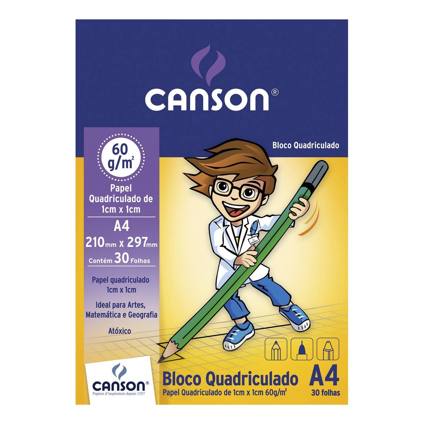 BLOCO CANSON QUADRICULADO A4 63g/m2 30 FOLHAS