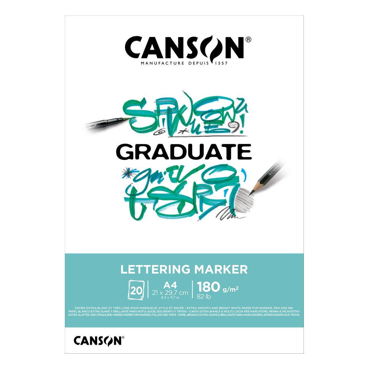 BLOCO CANSON GRADUATE LETTERING MARKER A4 180G/M2 20F