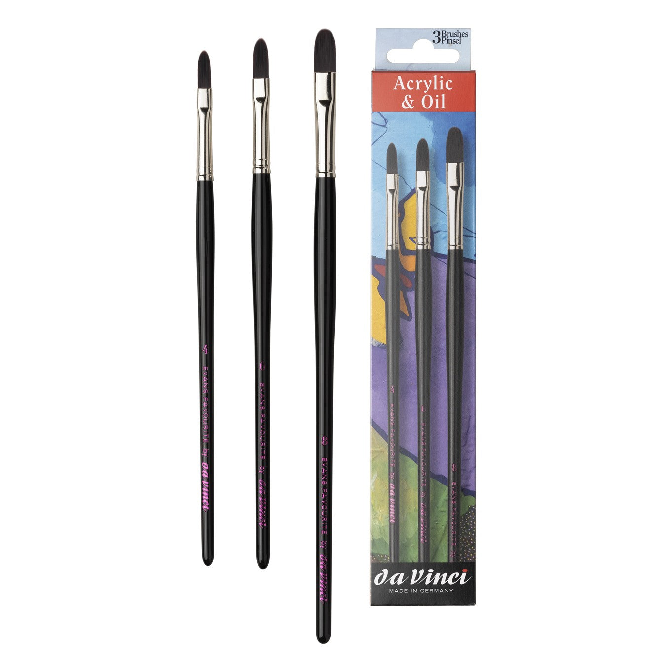 ESTOJO PINCEL DA VINCI EVAN WOODRUFE P/ ACRILICA E OLEO C/ 03 UN