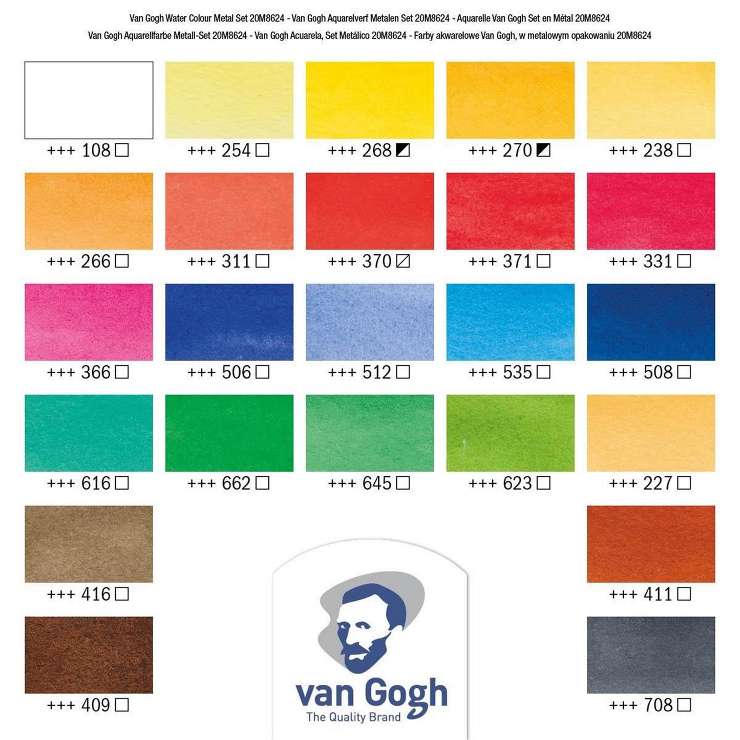 ESTOJO AQUARELA TALENS VAN GOGH 24 HALF PAN METAL BOX + PINC