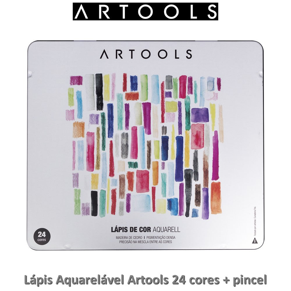 ESTOJO LAPIS AQUARELAVEL ARTOOLS AQUARELL 024 CORES + PINCEL