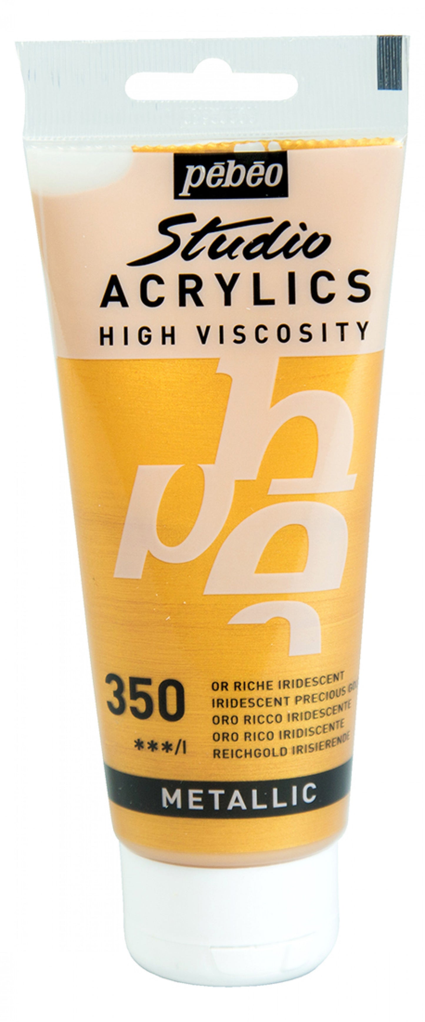 ACRILICA PEBEO STUDIO HV 100ML 350 OURO RICO IRIDESCENTE 832350