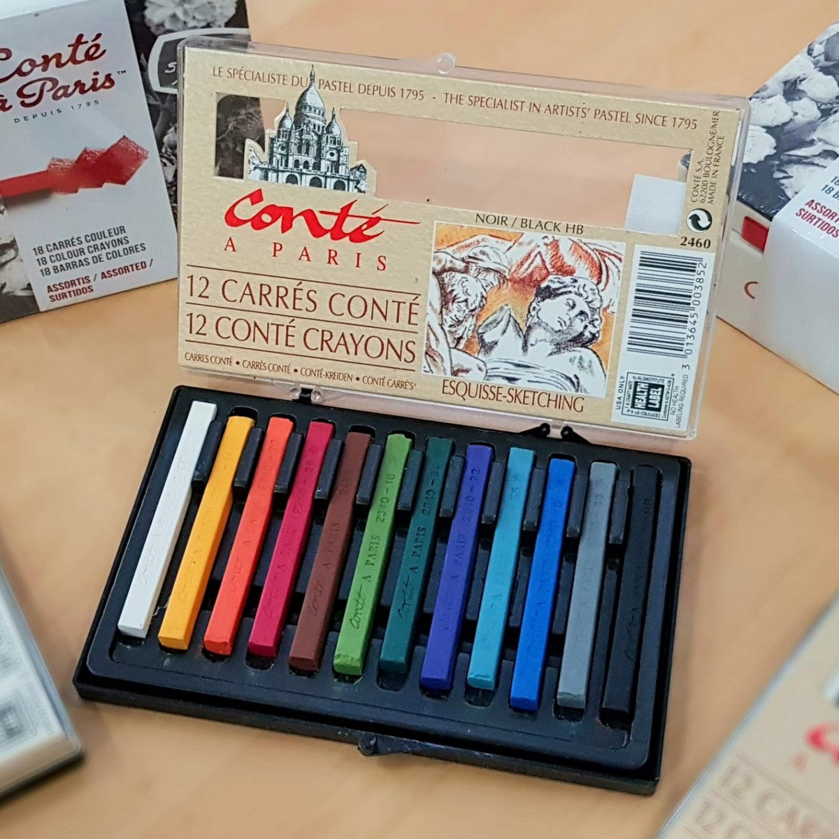 ESTOJO PASTEL SECO CARRE CONTE 12 CORES ESQUISSE