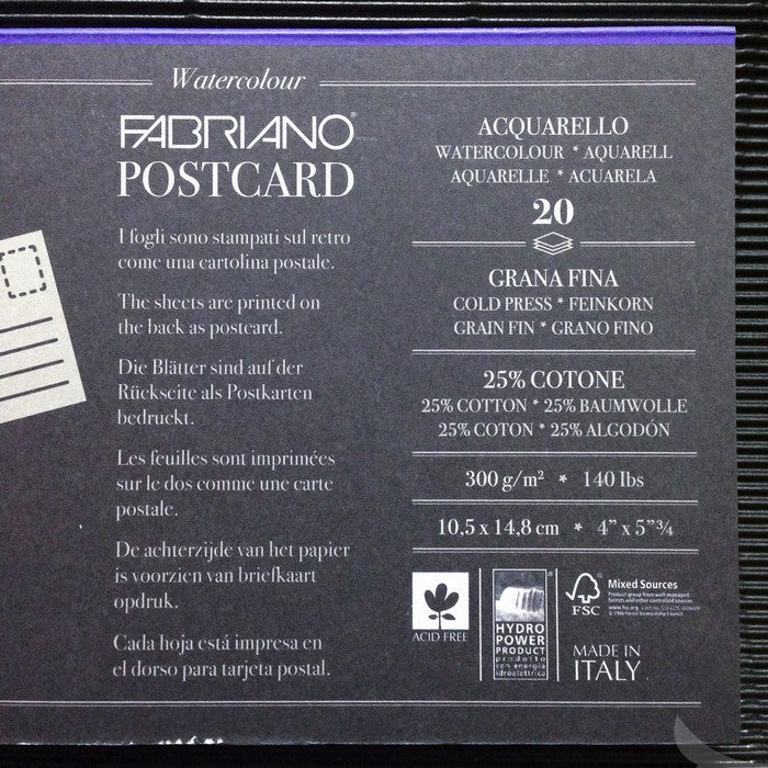 BLOCO FABRIANO WATERCOLOUR 300g/m2 POSTCARD 10,5x14,8 20 FLS