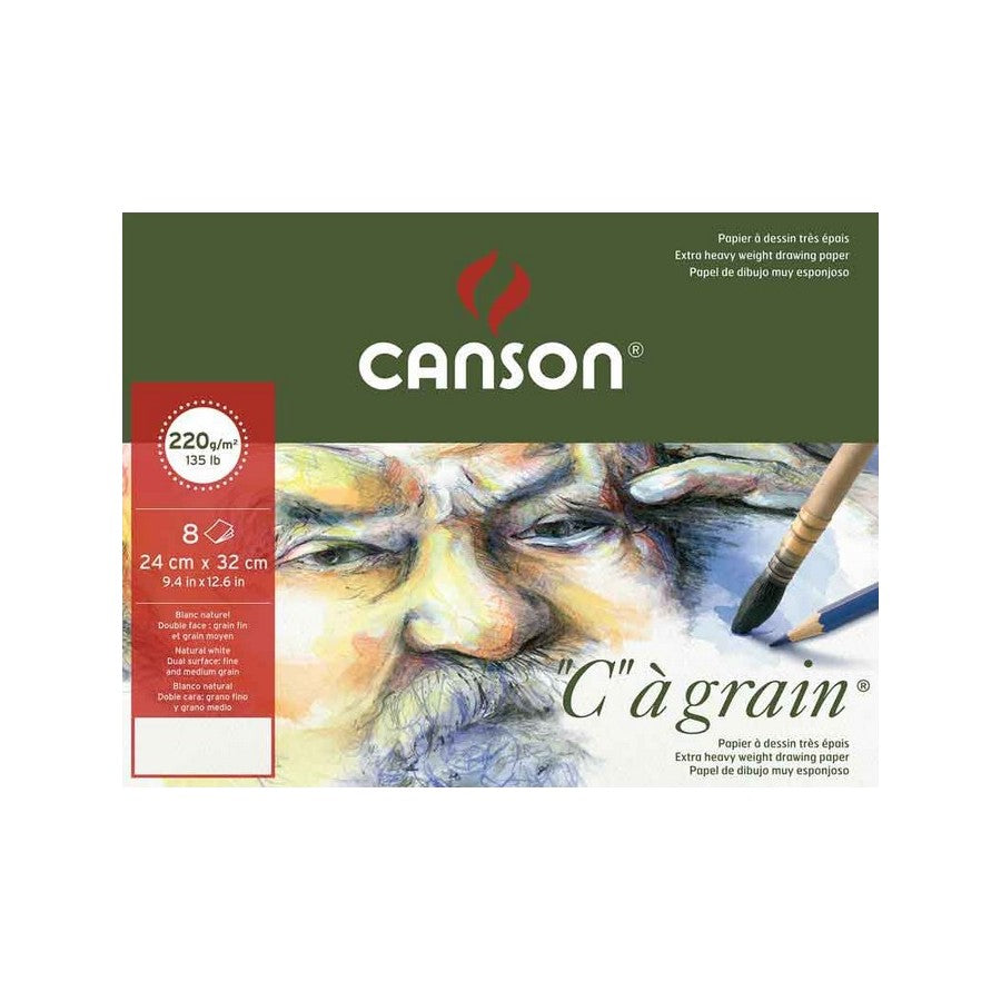 BLOCO CANSON C A GRAIN A3 220g/m2 POCHETTE 08 FOLHAS