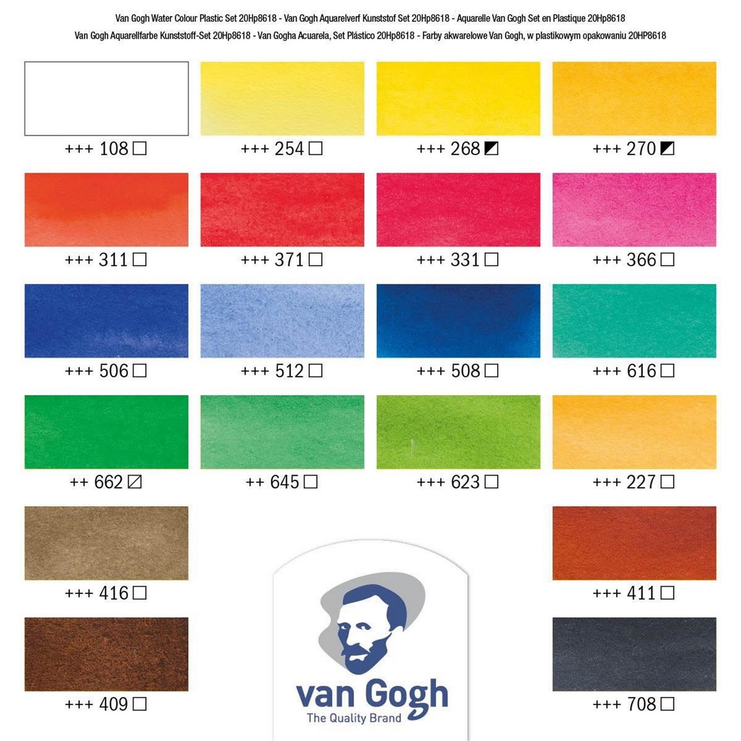 ESTOJO AQUARELA TALENS VAN GOGH 18 HALF PAN + 02 TB + PINCEL