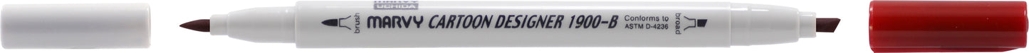 MARCADOR MARVY CARTOON DESIGNER PONTA DUPLA VERMELHO INGLES 28