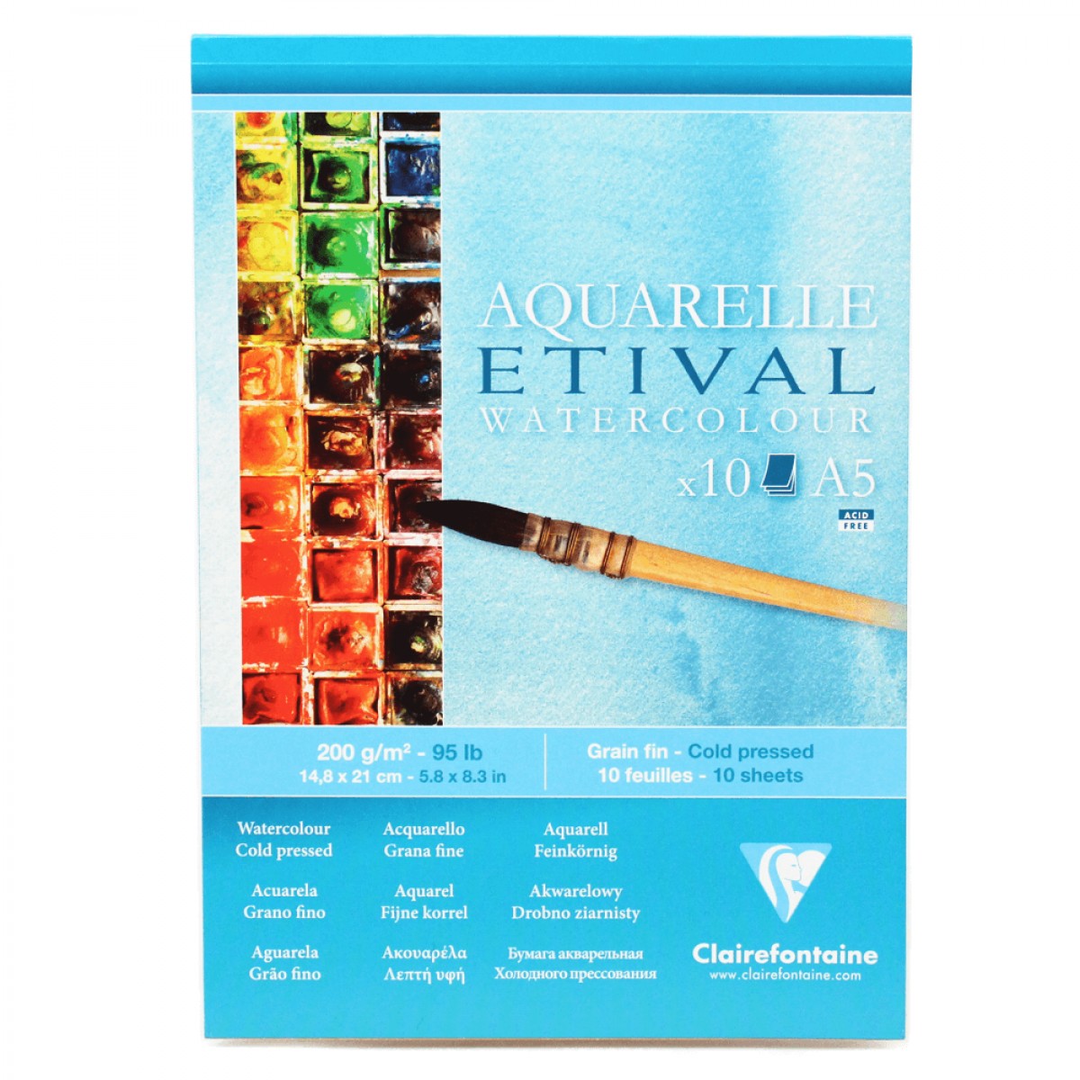 BLOCO CLAIREFONTAINE ETIVAL 200g/m2 A5 COLD P 10FLS 96301C