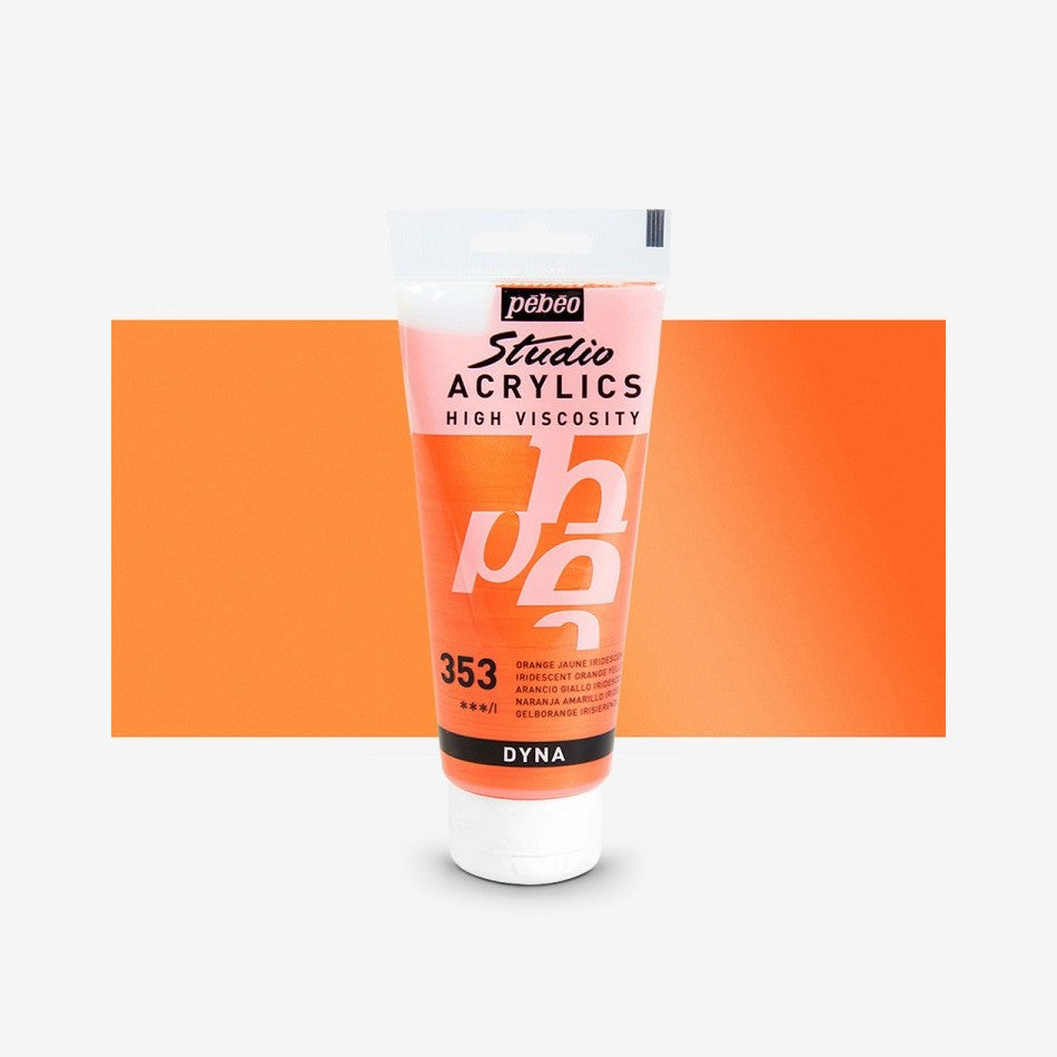 ACRILICA PEBEO STUDIO HV 100ML 353 LARANJA AMARELADO IRIDESCENTE 832353