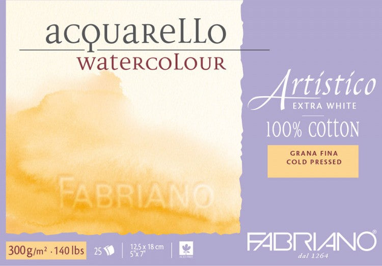 BLOCO FABRIANO ARTISTICO G. FINA E. WHITE 300g 12,5X18cm 25F