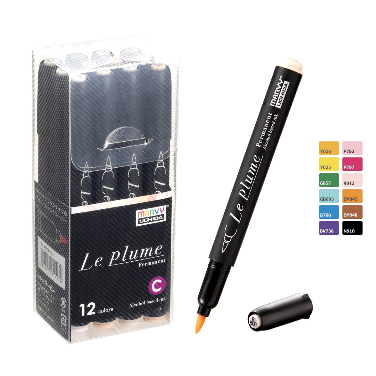 ESTOJO MARCADOR MARVY LE PLUME BRUSH 12 CORES