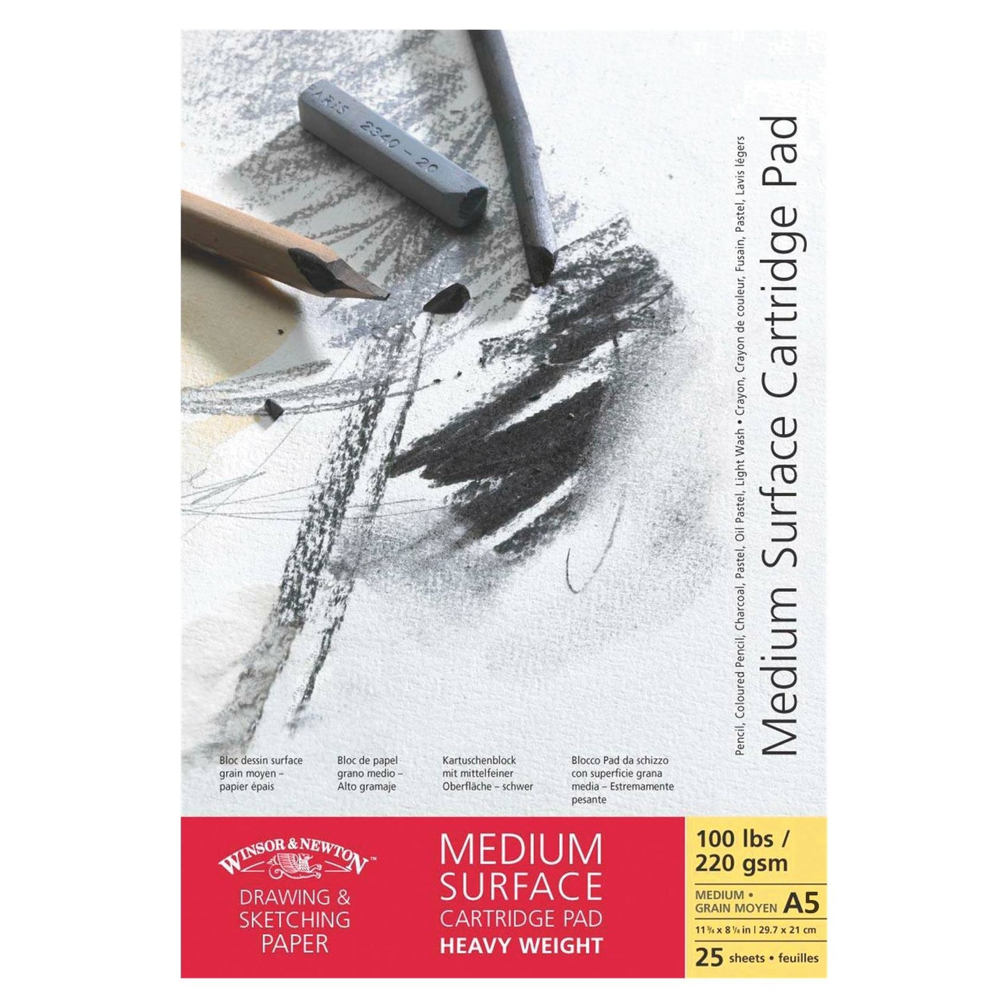 BLOCO WINSOR NEWTON MEDIUM SURFACE 220g/m2 A5 25 FOLHAS