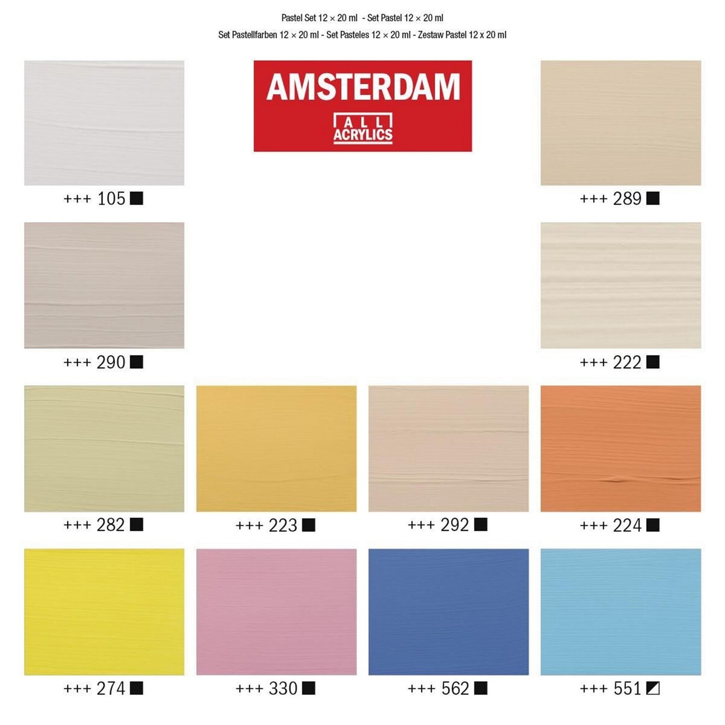 ESTOJO ACRILICA TALENS AMSTERDAM 20ML 12 CORES PASTEIS