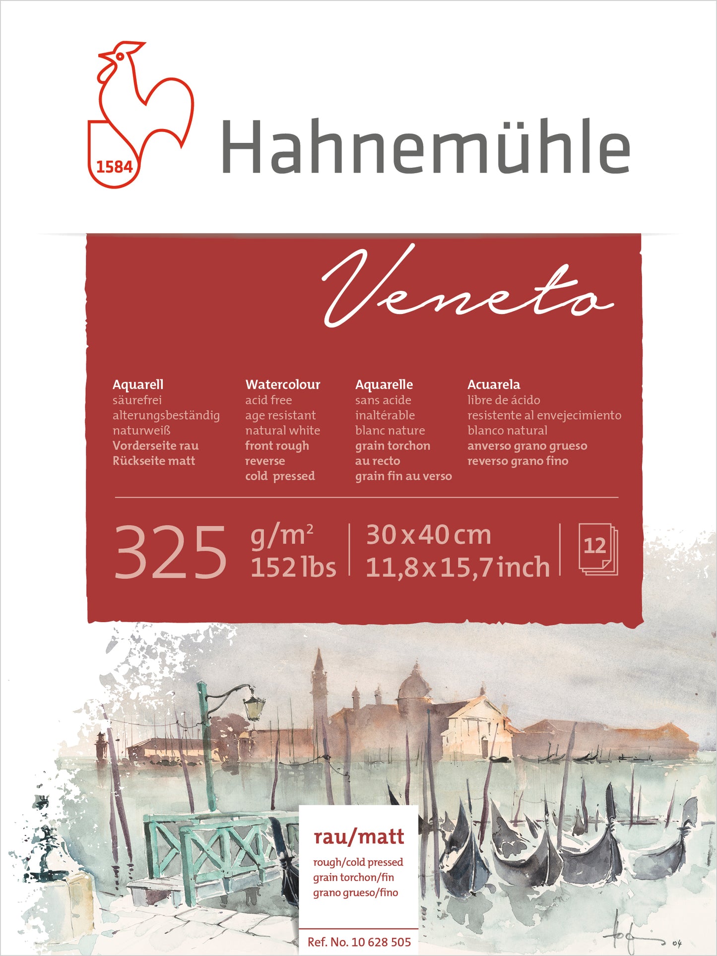 BLOCO HAHNEMUHLE VENETO 325g/m2 30x40 12 FOLHAS