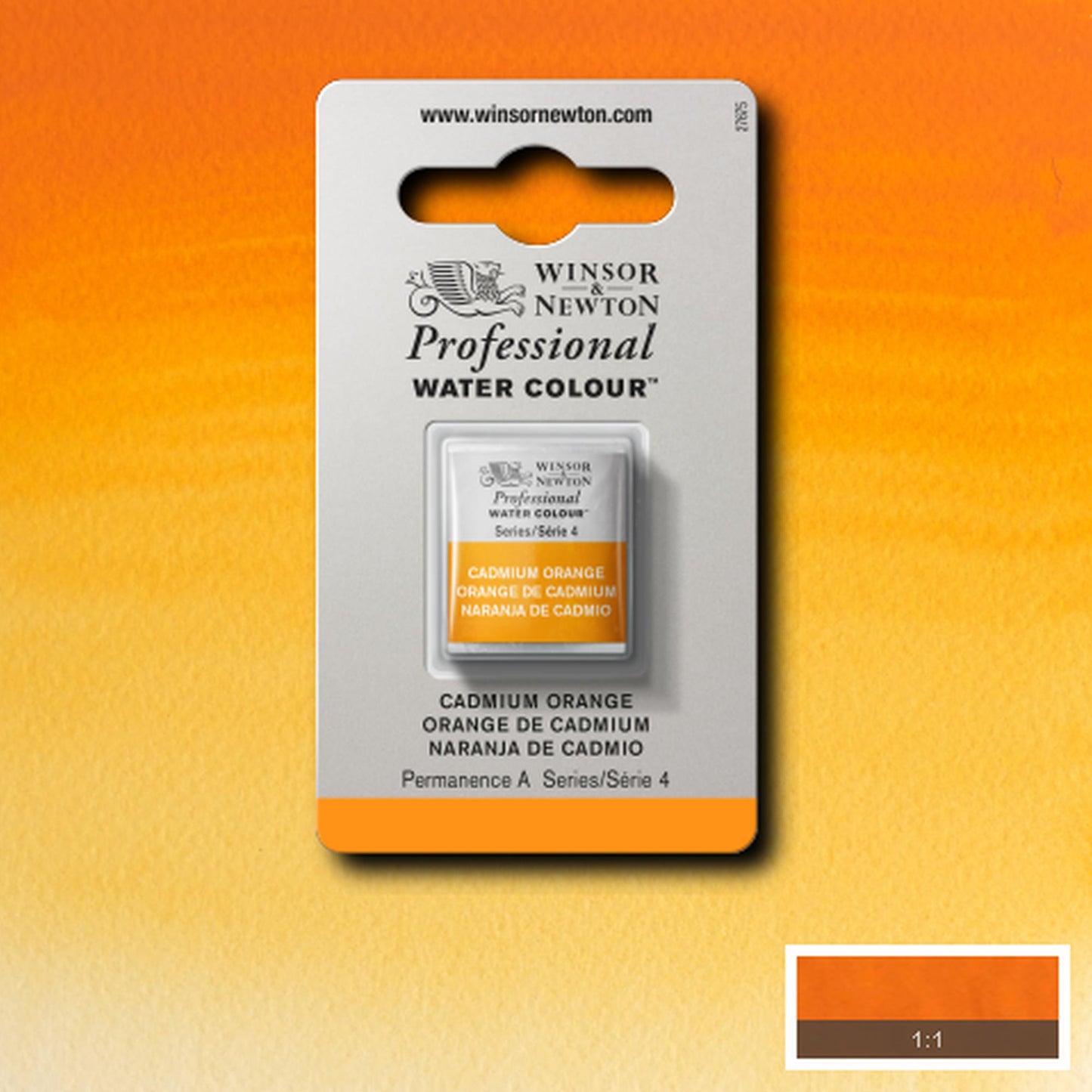 AQUARELA WINSOR NEWTON ARTISTS H PAN 089 CADMIUM ORANGE S4