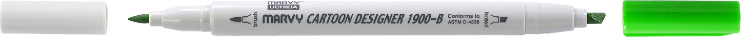 MARCADOR MARVY CARTOON DESIGNER PONTA DUPLA VERDE LIGHT 11