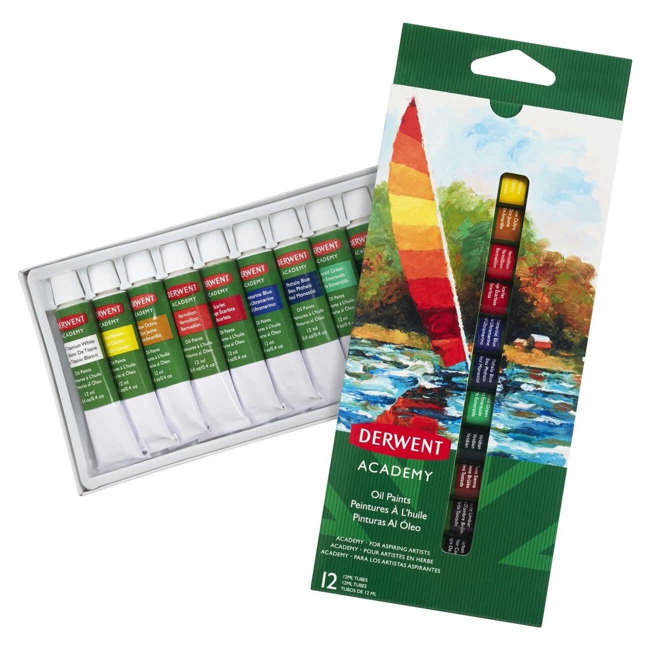 ESTOJO OLEO DERWENT ACADEMY 12 CORES 12ml
