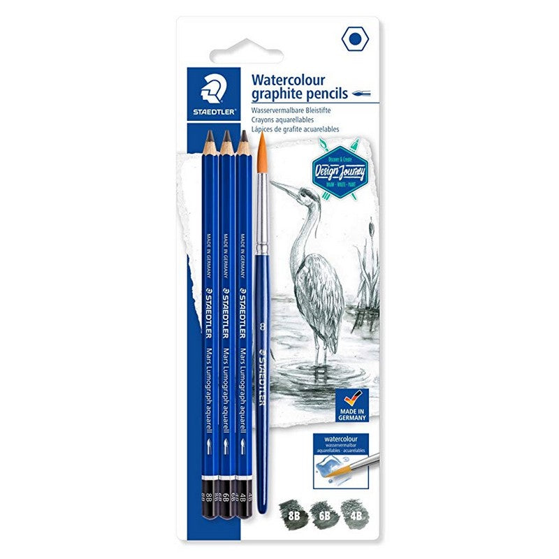 LAPIS GRAFITE AQUARELAVEL STAEDTLER LUMOGRAPH C/ 3 + PINCEL