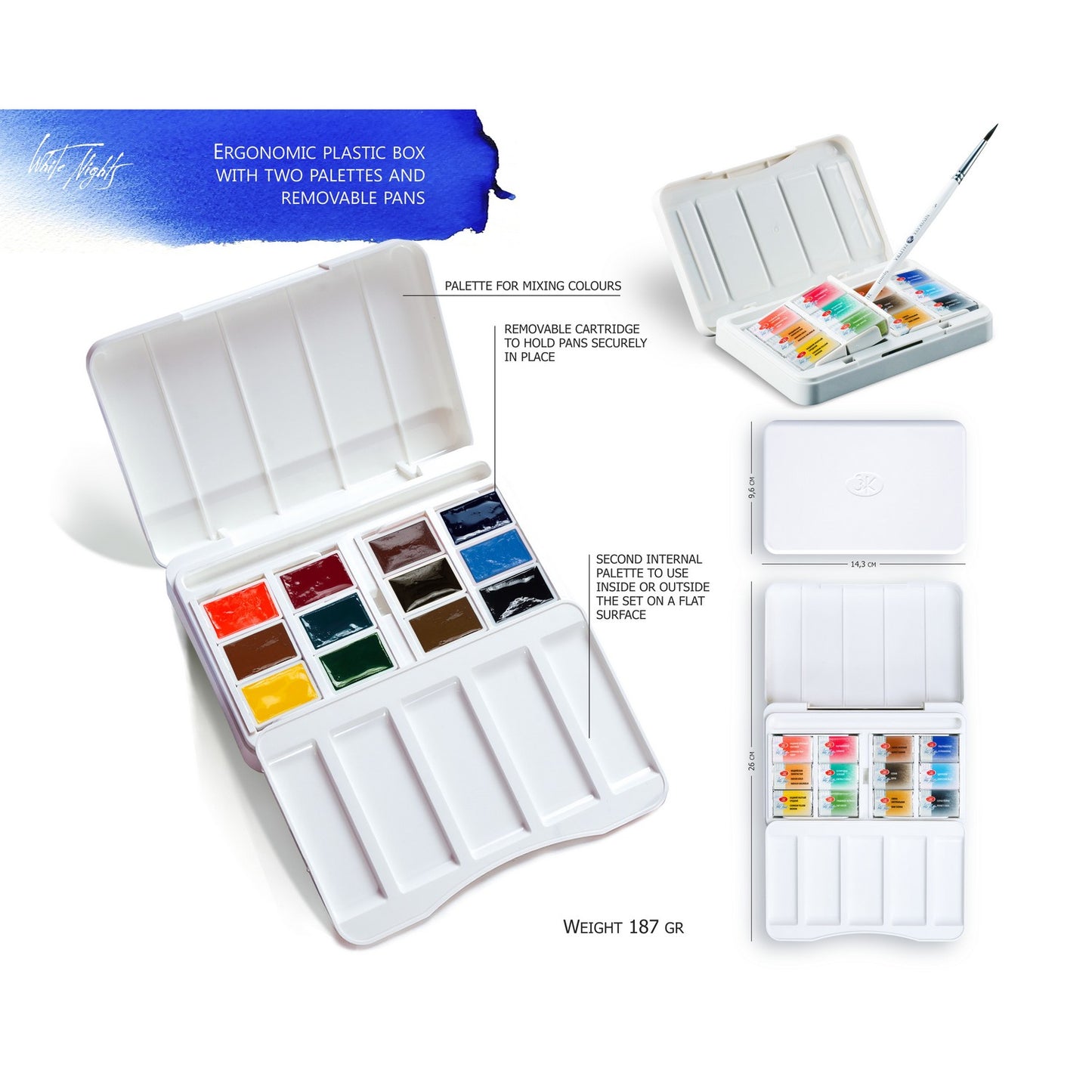 ESTOJO AQUARELA WHITE NIGHTS 12 PANS PLEIN AIR SET 19421193