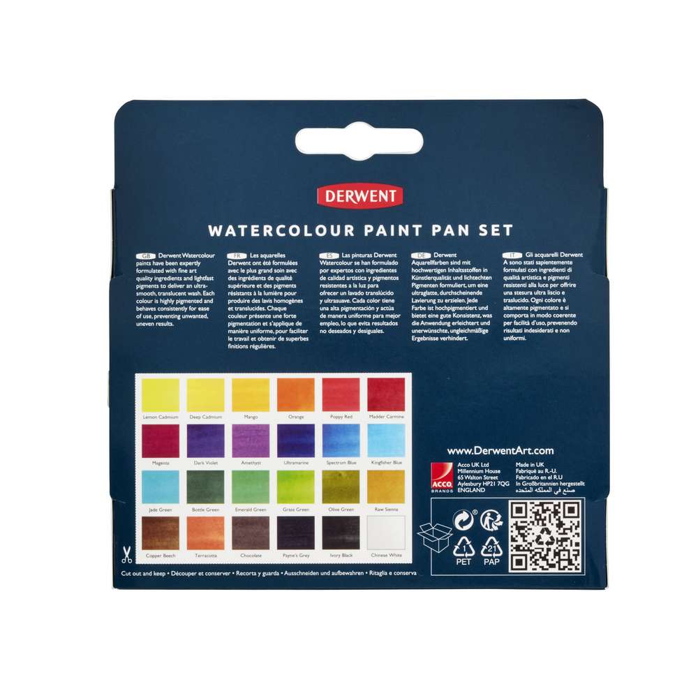 ESTOJO AQUARELA DERWENT 24 CORES HALF PAN