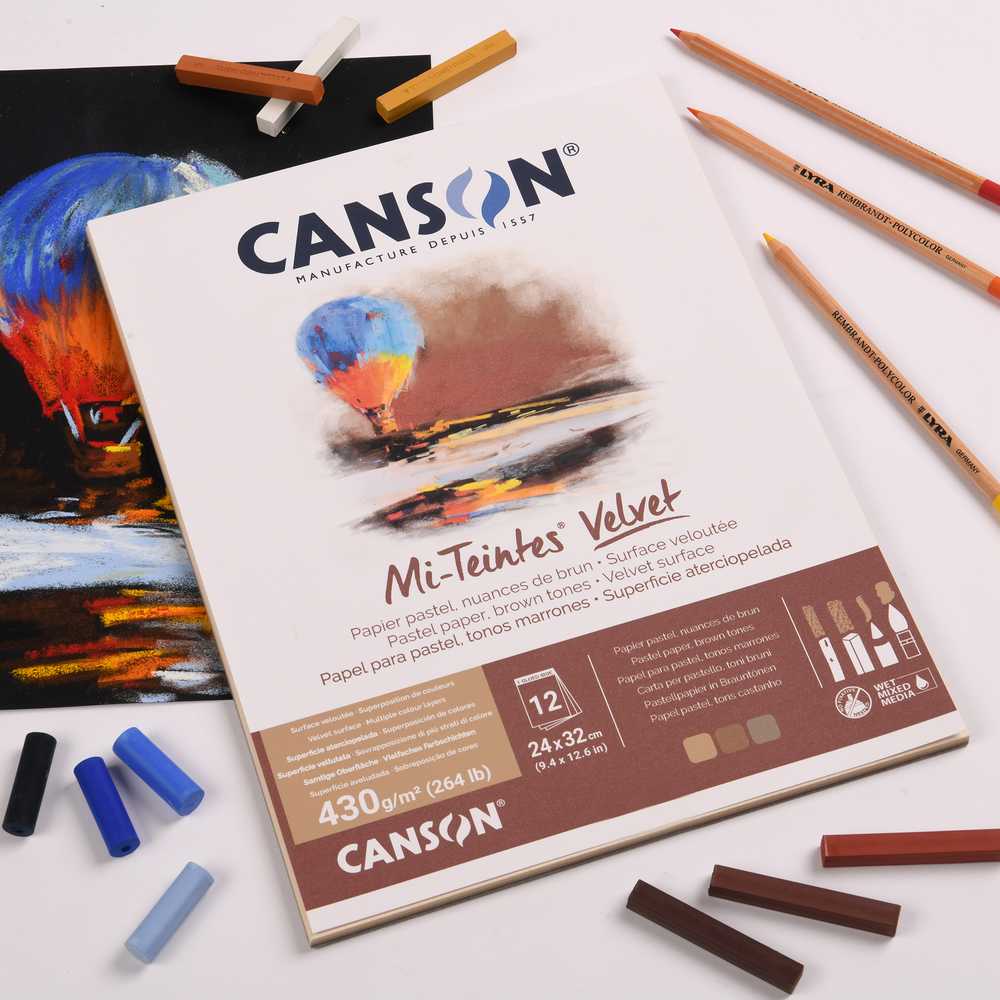 BLOCO CANSON MI-TEINTES VELVET TONS CINZA 430G 32x41 12FL
