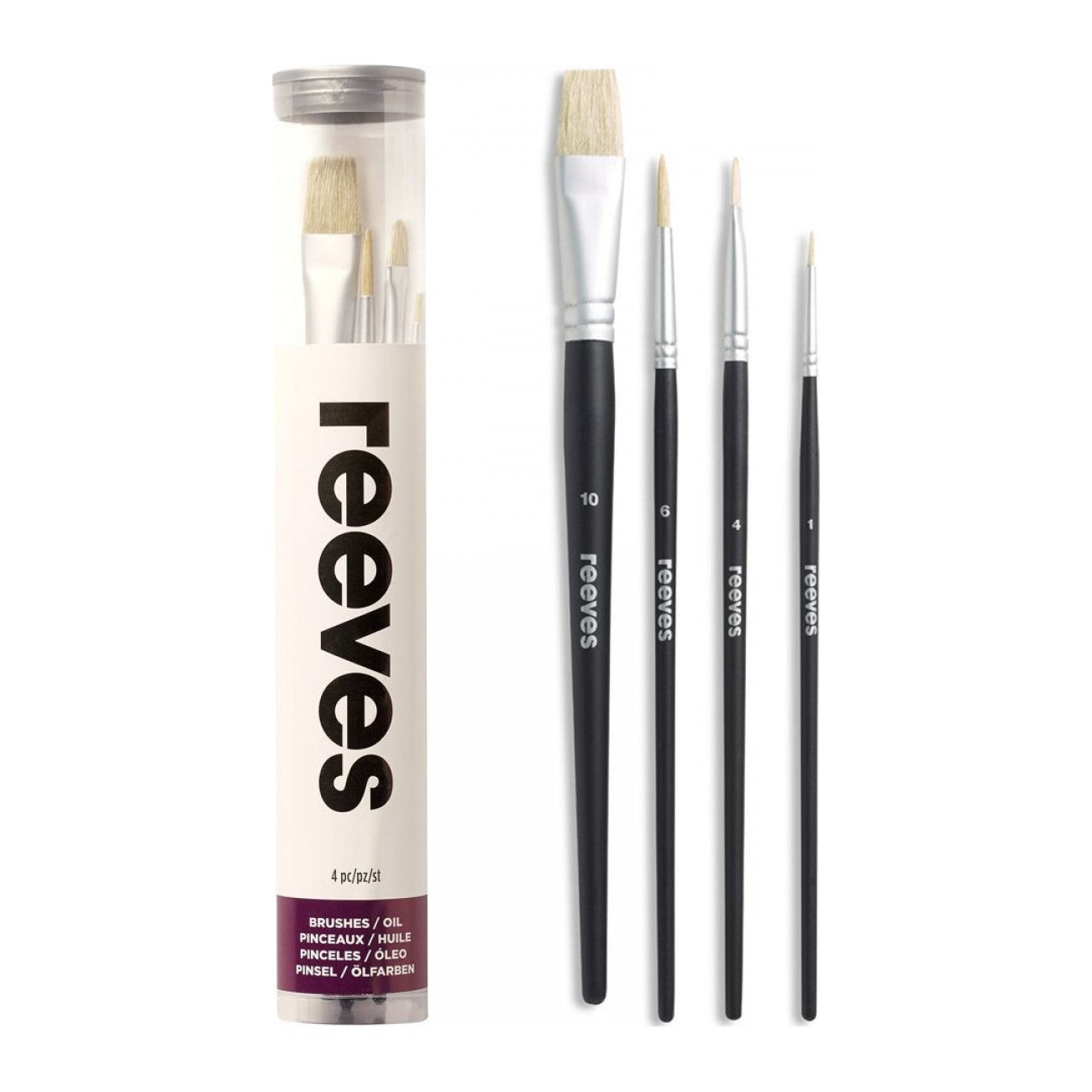 ESTOJO PINCEIS REEVES BEGINNERS OIL/ACRYLIC 04 PINCEIS CURTO