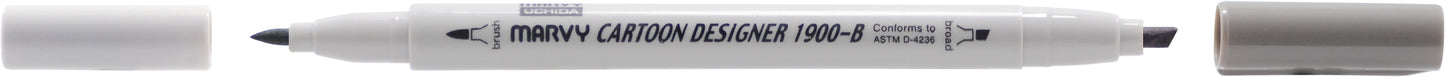 MARCADOR MARVY CARTOON DESIGNER PONTA DUPLA CINZA MARROM 40