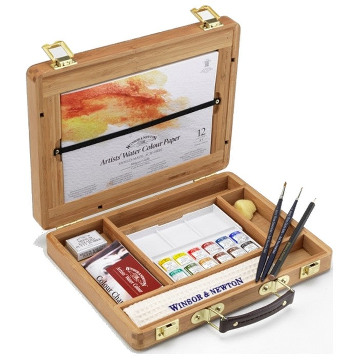 ESTOJO AQUARELA ARTISTS 12 HALF PAN + ACESS. + BAMBOO BOX W