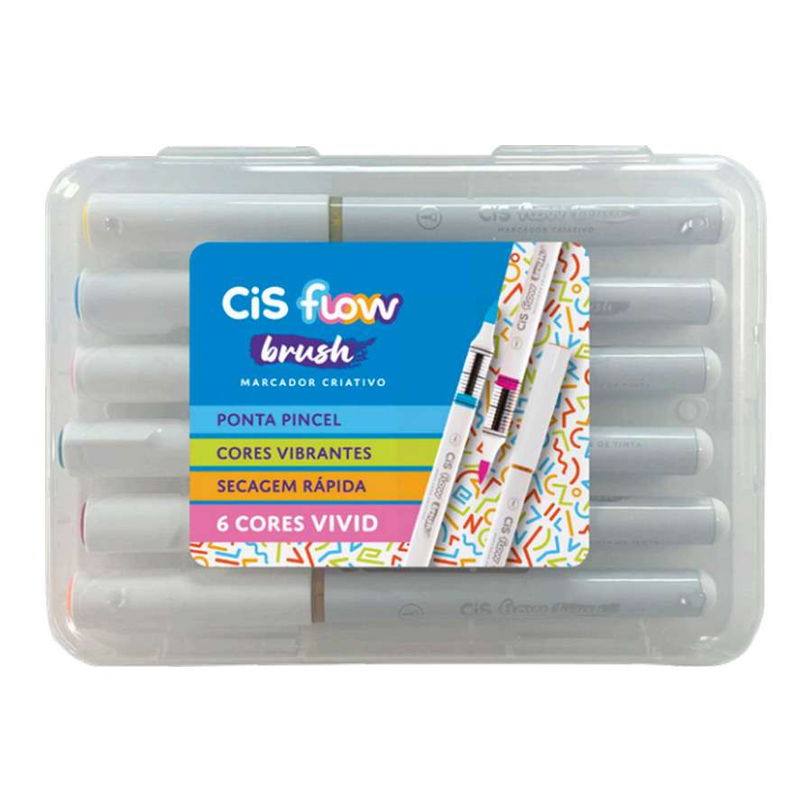 MARCADOR CRIATIVO CISFLOW BRUSH C/ 06 VIVID
