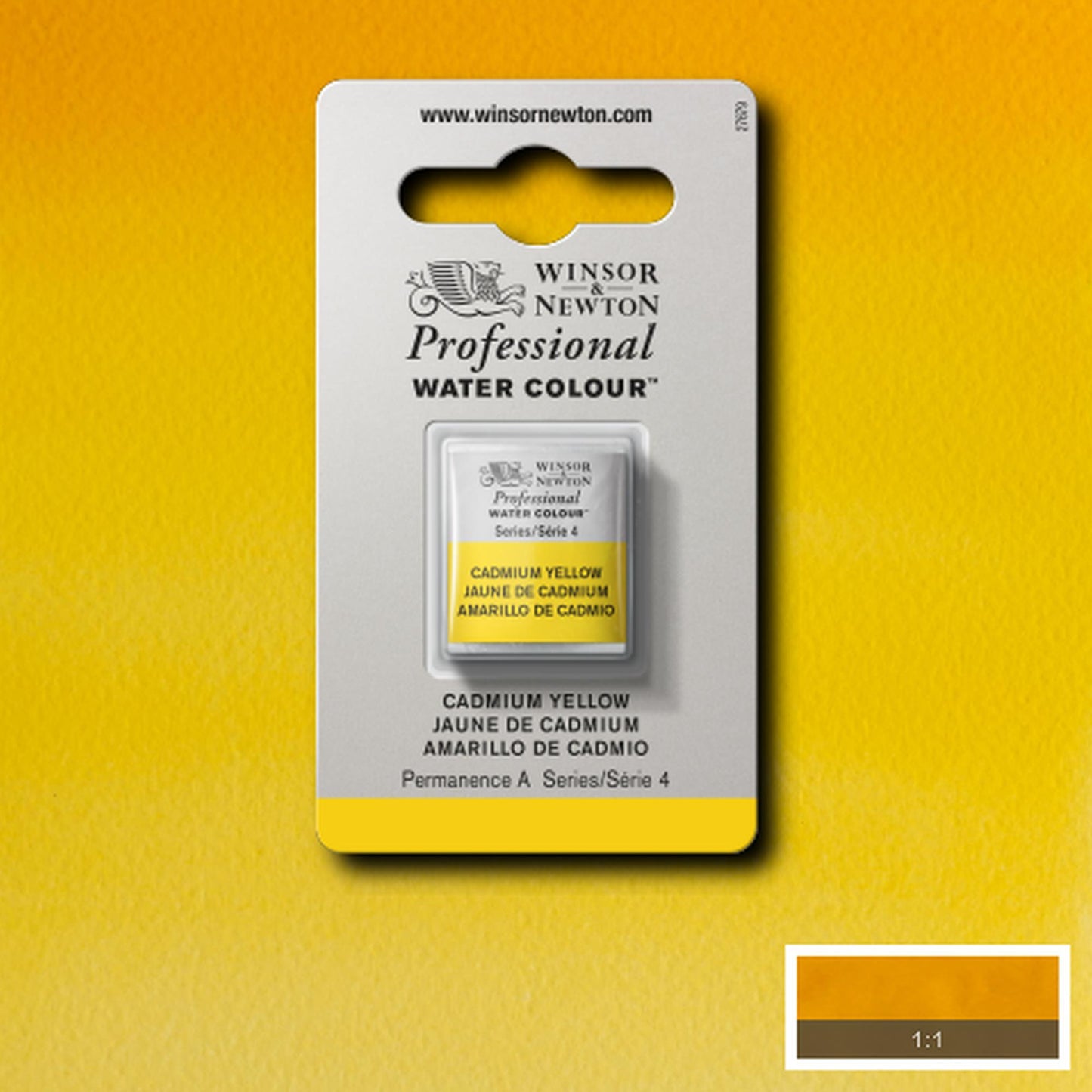 AQUARELA WINSOR NEWTON ARTISTS H PAN 108 CADMIUM YELLOW S4