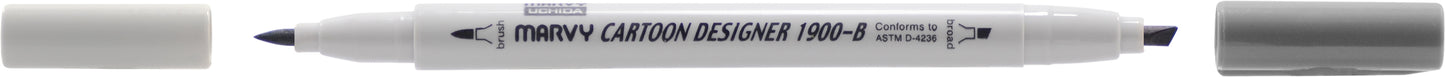 MARCADOR MARVY CARTOON DESIGNER PONTA DUPLA CINZA 12