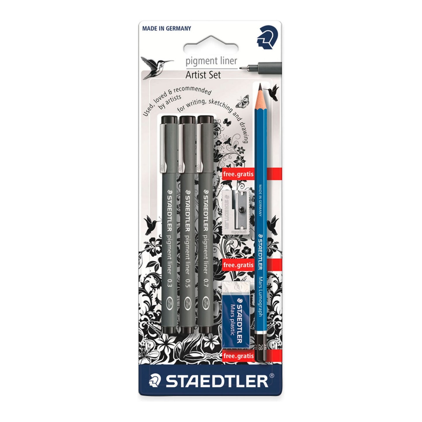 CANETA STAEDTLER PIGMENT LINER C/ 03 + LUMOGRAPH+APONT+BORRA