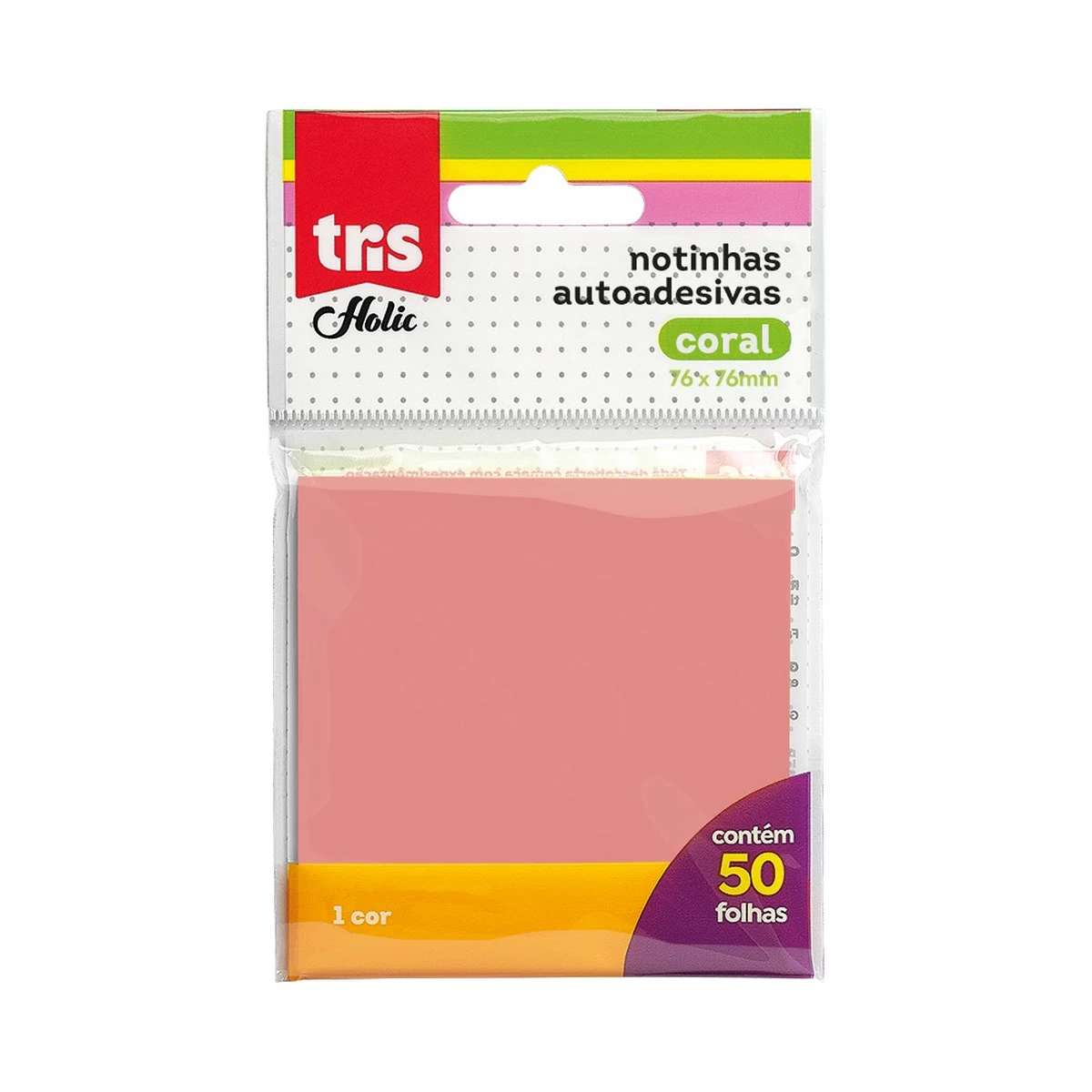 POST-IT NOTAS AUTOADESIVAS TRIS HOLIC CORAL 76X76 50 FLS