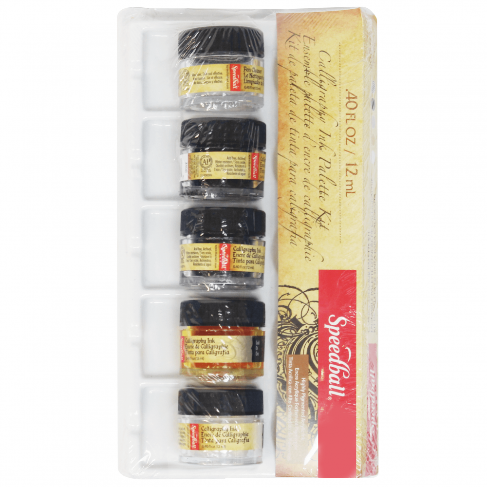 TINTA CALIGRAFIA SPEEDBALL ESTOJO 04 CORES + DILUENTE+GODET