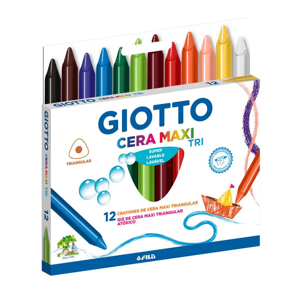 GIZ DE CERA GIOTTO MAXI TRIANGULAR TRI 12 CORES