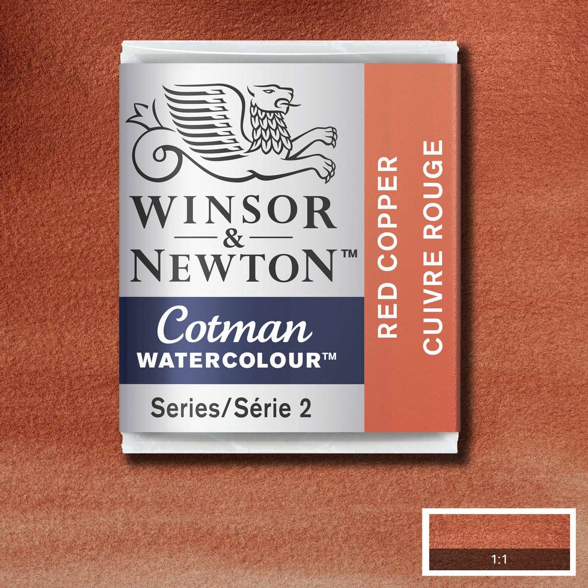 AQUARELA WINSOR NEWTON COTMAN HALF PAN 471 RED COPPER METAL
