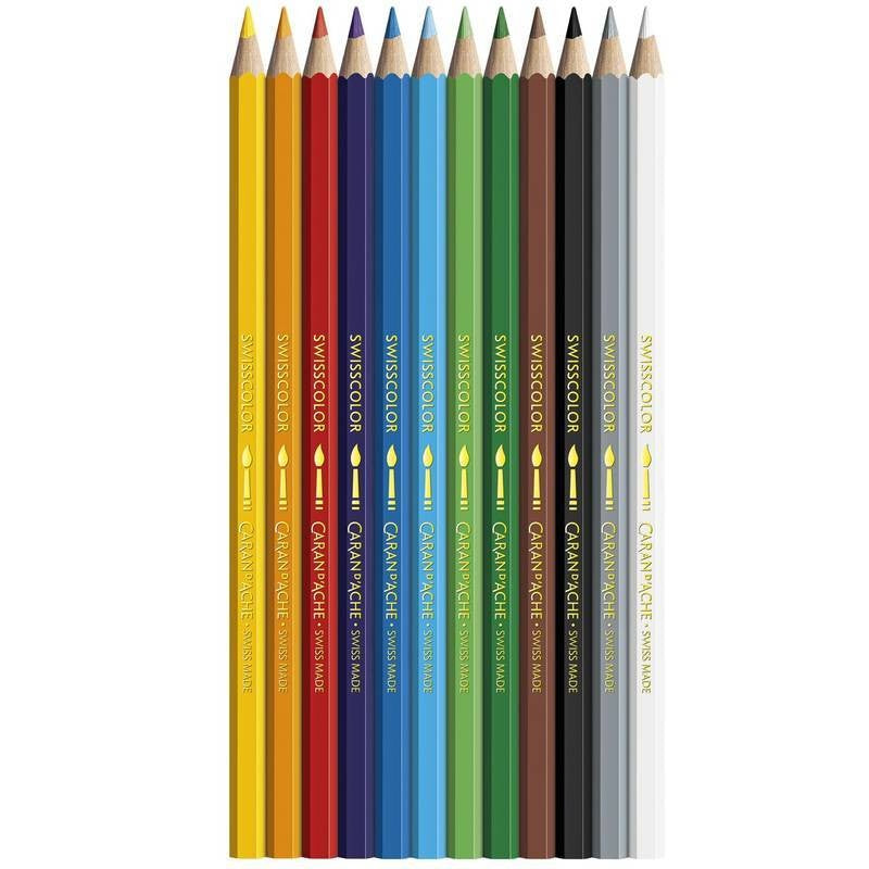 LAPIS AQUARELAVEL CARAN D´ACHE SWISSCOLOR CARDBOARD 12 CORES